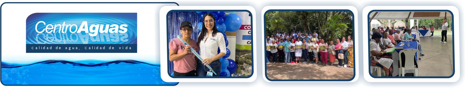 Día Nacional del Usuario y Vocal de Control Diseño con tres fotografías de la celebración del Usuario en la sala de atención y de los vocales