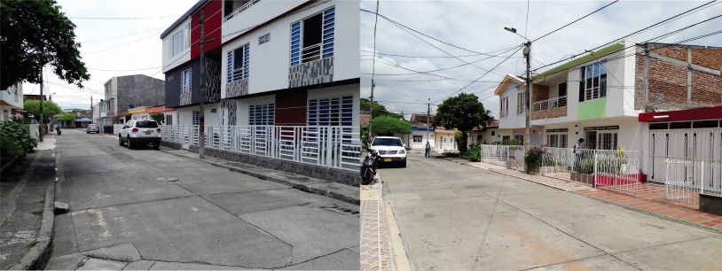 sector barrio el jardin donde se realizará la obra Diseño con dos fotografías del sector donde se realizará la obra