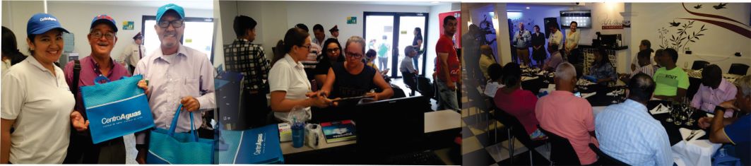 celebración donde se pueden ver a funcionarios de la empresa repartiendo detalles a los usuarios. Así mismo, los vocales de control compartiendo una cena Tres fotografías de la celebración donde se pueden ver a funcionarios de la empresa repartiendo detalles a los usuarios. Así mismo, los vocales de control compartiendo una cena