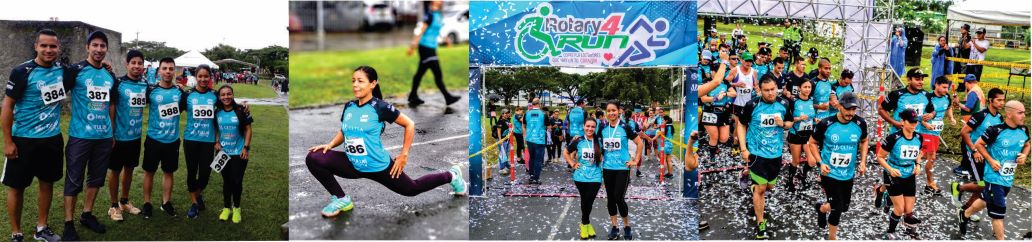 colaboradores de centroaguas participando del evento Rotary Rum una carrera con sentido social Diseño con cuatro fotografías donde se muestra a los colaboradores de centroaguas participando del evento